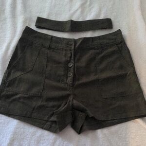 Women’s Olive Green Button-Front Shorts